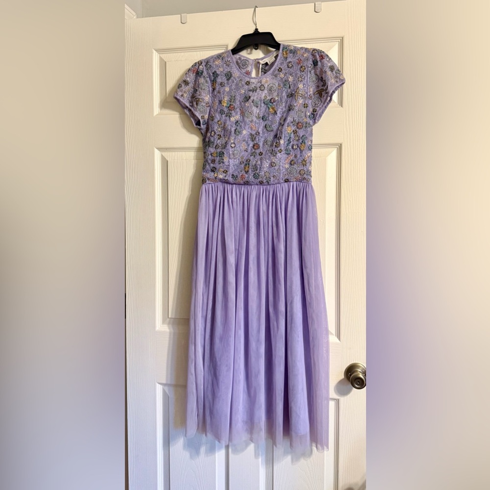 Lavender Floral Embroidered Dress French Connection